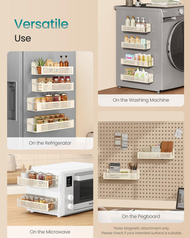 Songmics spice rack beside a microwave for easy can organization