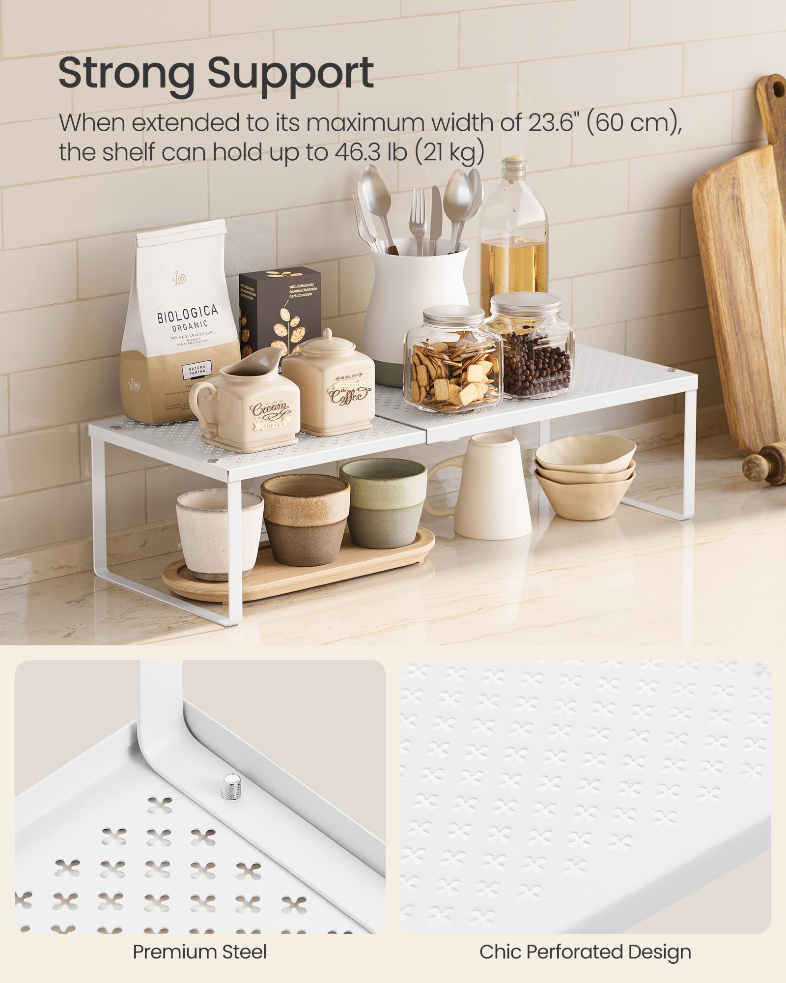 Songmics strong steel pantry organizers offer dependable weight support.