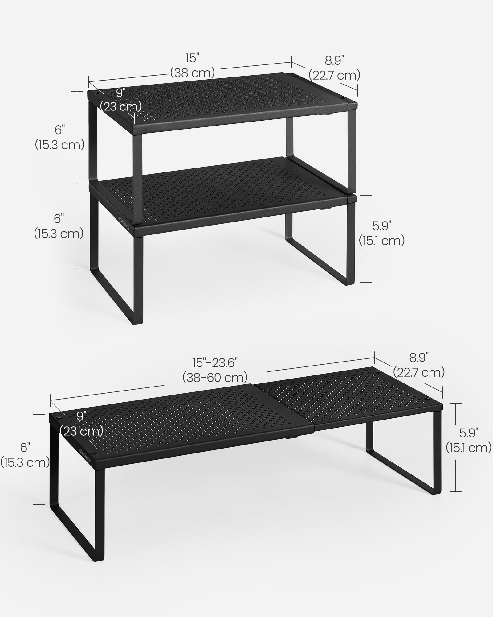SONGMICS sturdy steel construction supports heavy items like spice jars and cans
