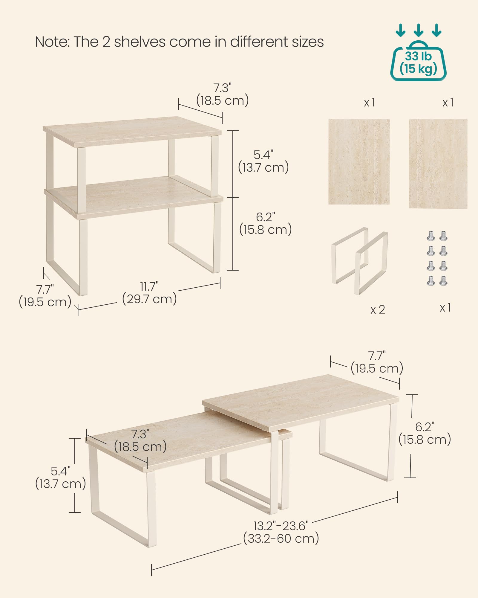 Songmics versatile organizer for kitchen, dining room, bedroom, or bathroom storage.