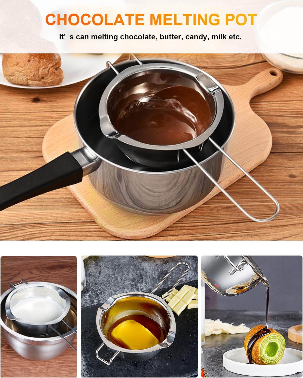 SONGZIMING dual pour spouts simplify pouring sauces and melts.