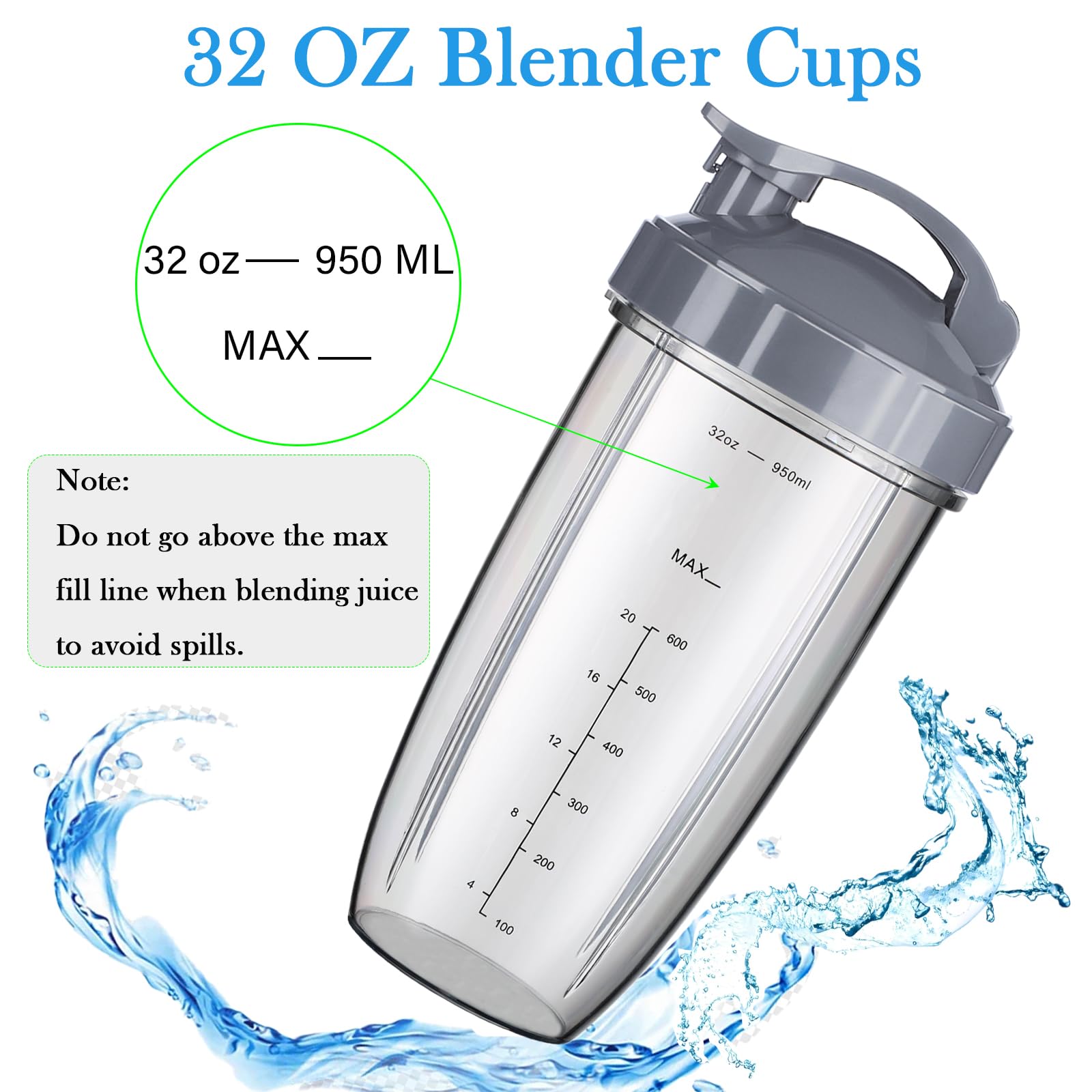 Dishwasher-safe 32oz NutriBullet cups by Sonkettek