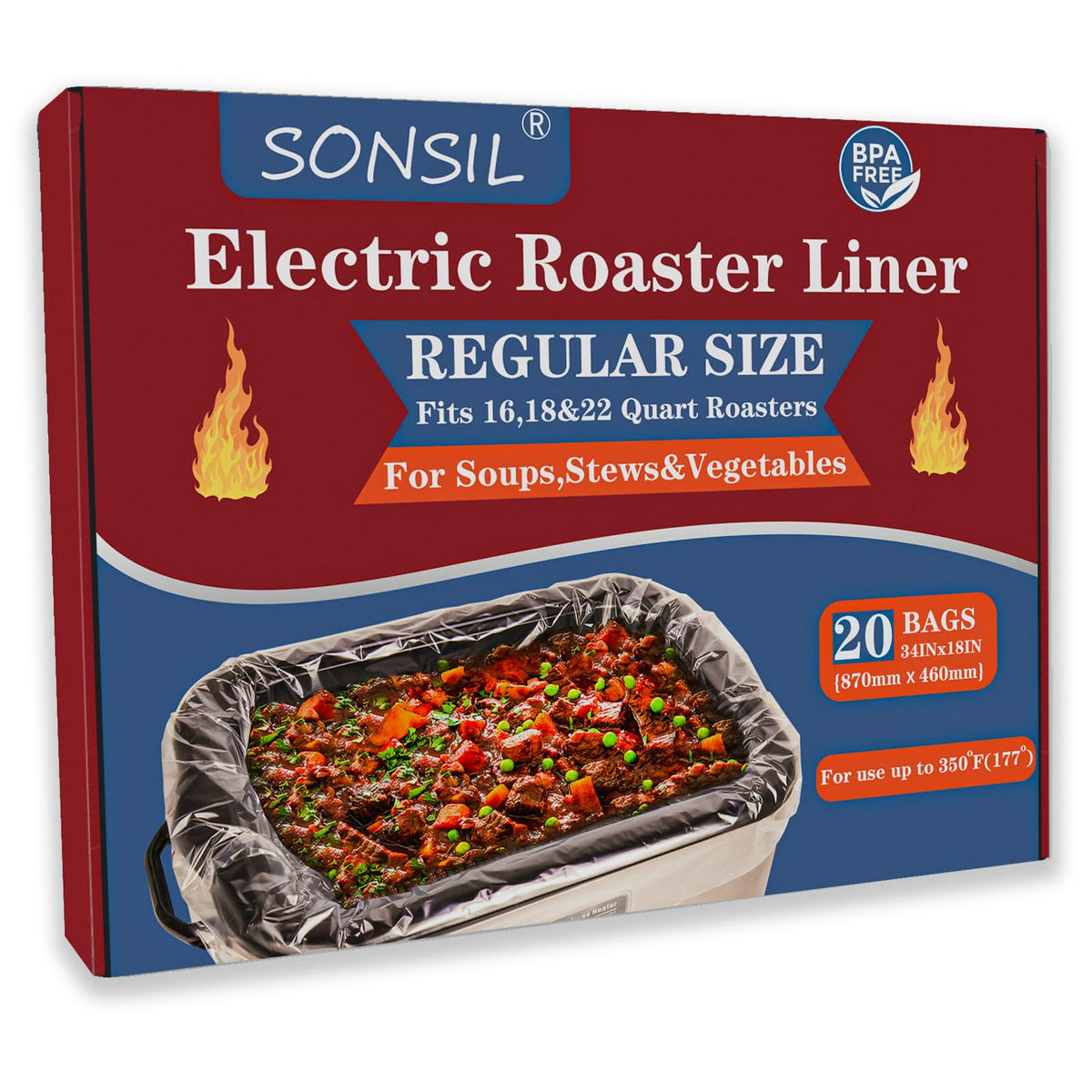 SONSIL electric roaster liner 18x34 inch keeps roaster clean and prevents sticking