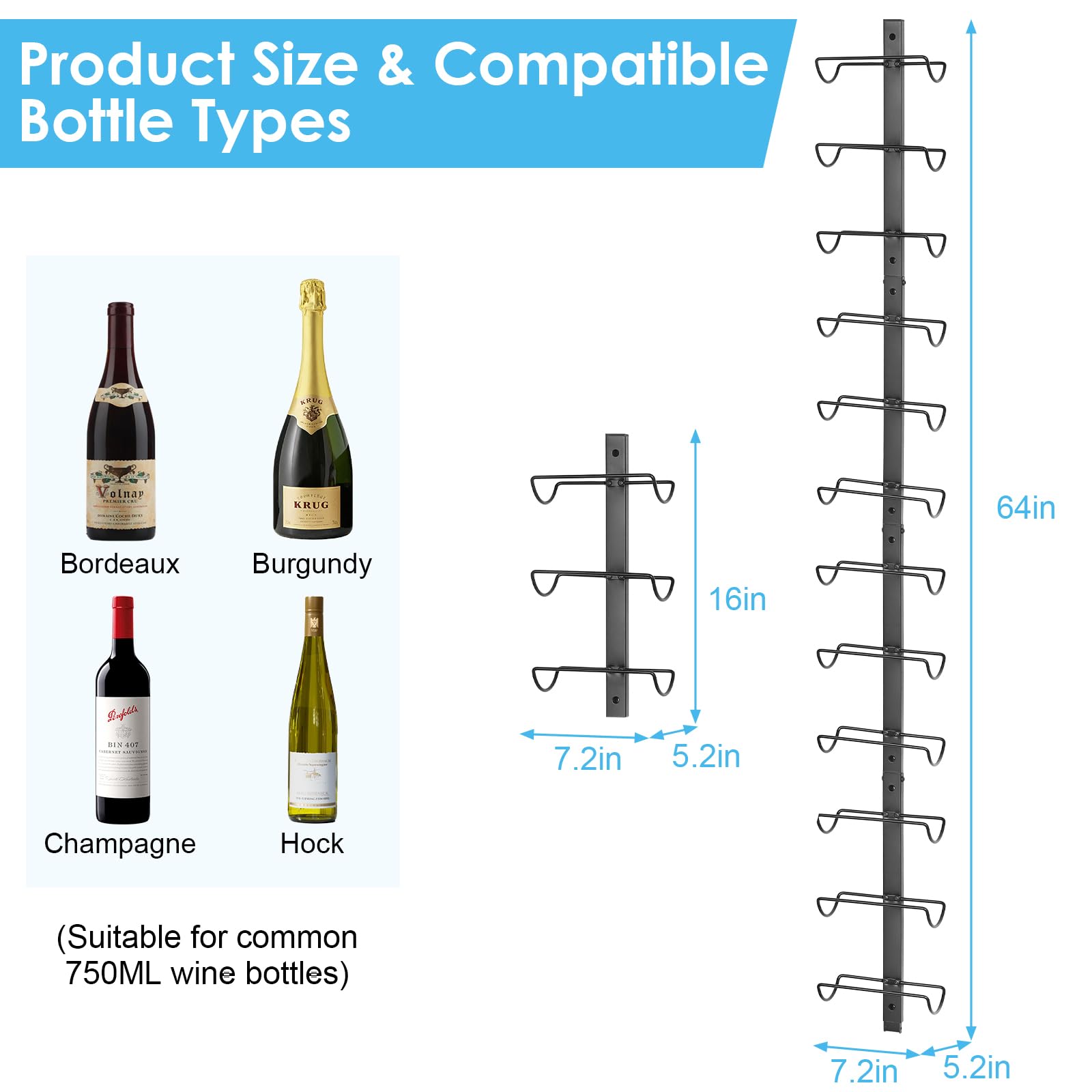 Sonyabecca wall wine rack adapts to spaces in kitchen pantry or wine cellar