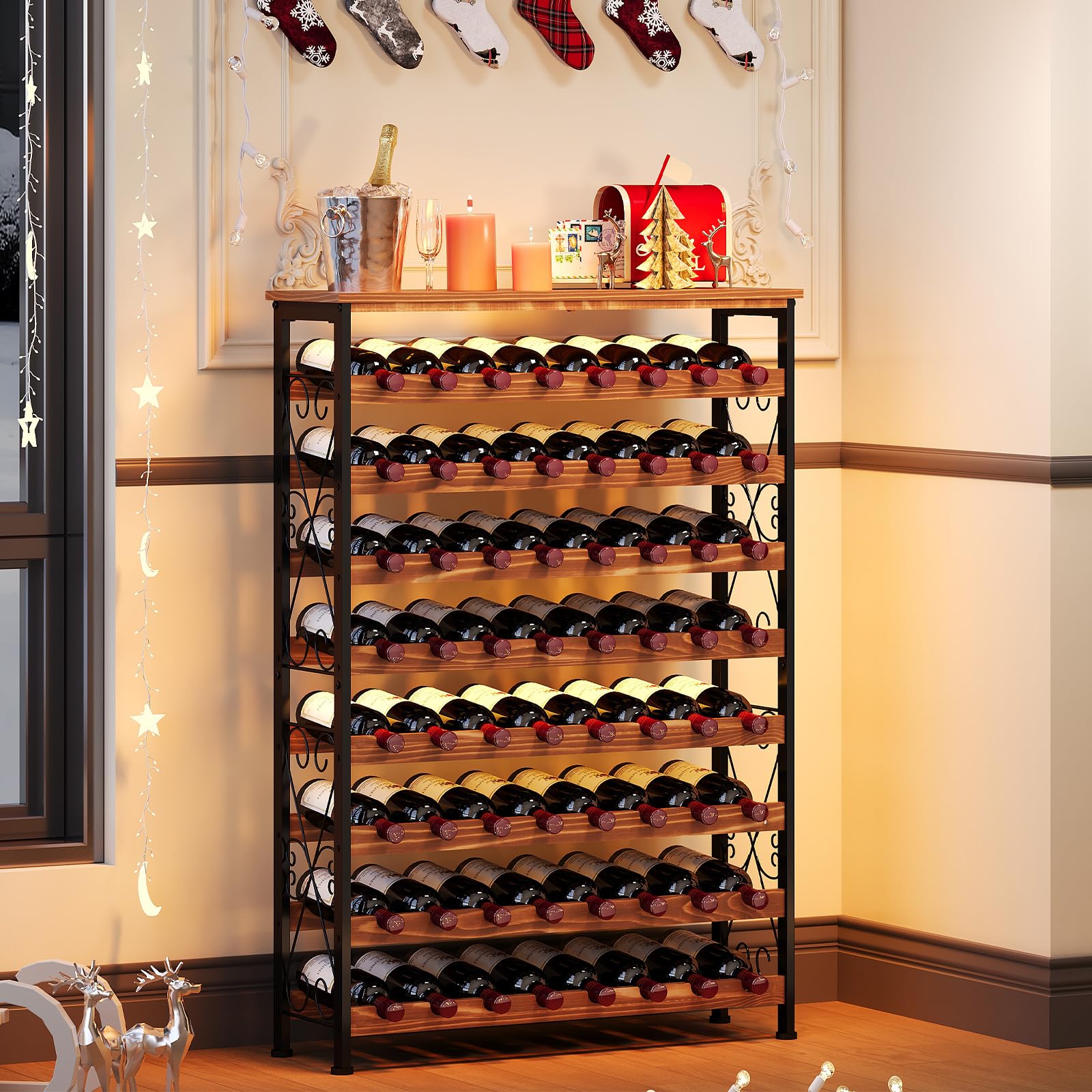 Sonyabecca wooden top and wave design tilts bottles for cork moisture.