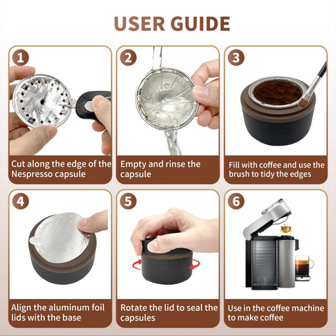 Sootozy pod scoop allows precise coffee filling.
