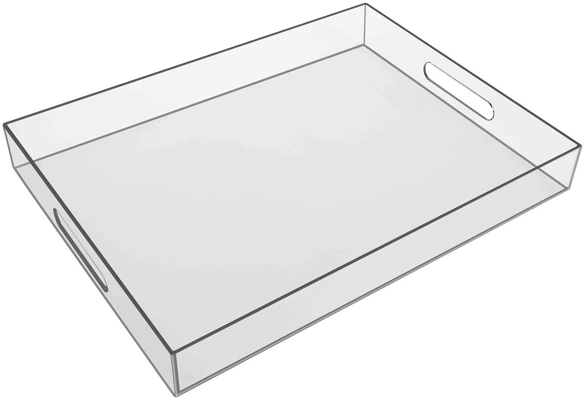 Sooyee clear acrylic tray full view showing unobtrusive design and size