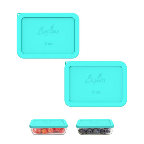 SOPHICO mint silicone lid for 3-cup rectangle bowls seals freshness and prevents leaks.