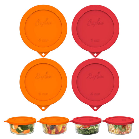 Sophico 4 cup round silicone cover seals glass bowls securely for freshness.