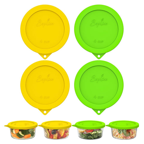 SOPHICO 4 Cup Round Silicone Cover airtight seal close-up keeps freshness
