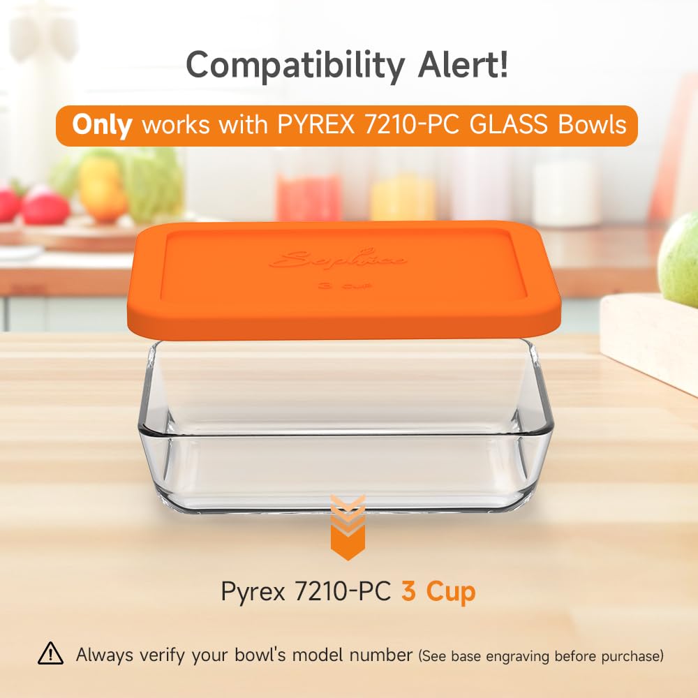 SOPHICO orange silicone lid delivers airtight seal for leak-free Pyrex bowls.