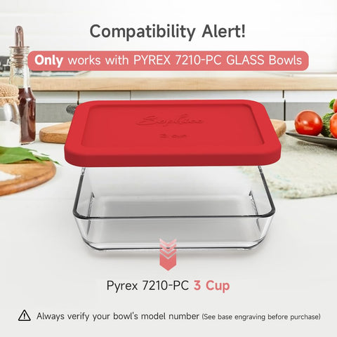 SOPHICO red silicone lid secures 3-cup rectangle bowls for freshness