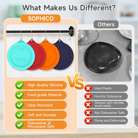 Sophico BPA-free odorless silicone for safe, reusable storage.