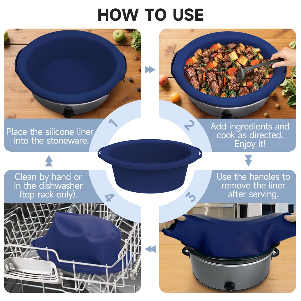 SOPHICO ChefAid silicone liner protects the crock interior during cooking