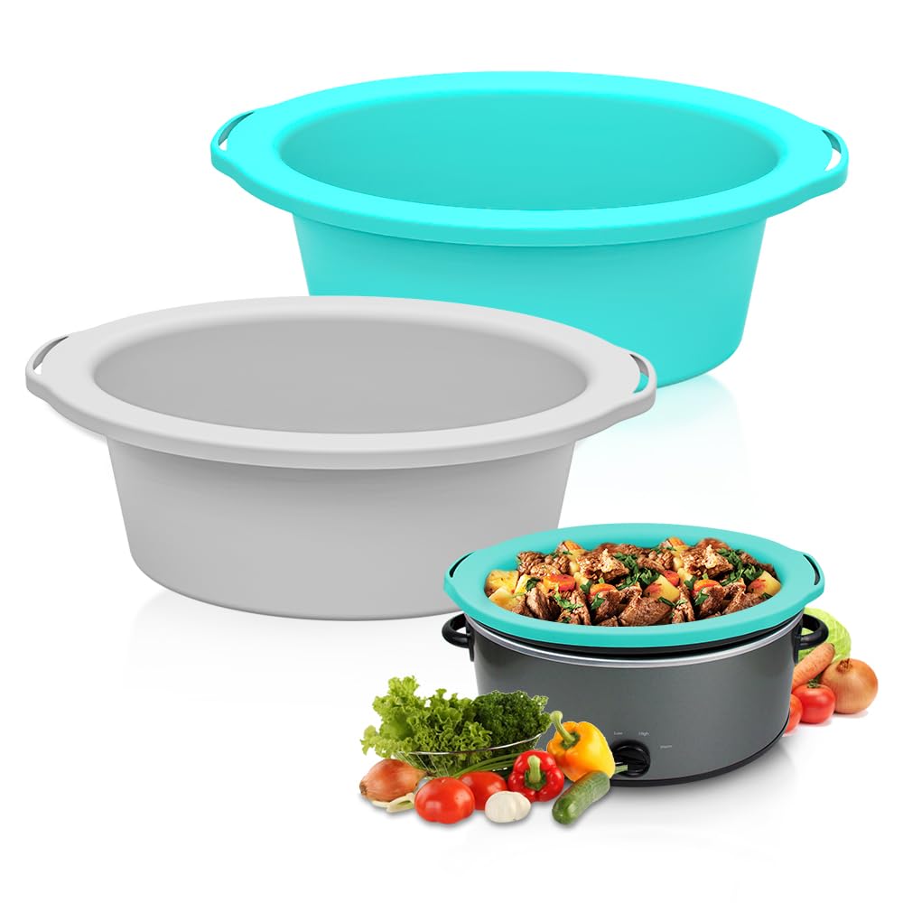 SOPHICO ChefAid silicone liner inside a 6-8 qt slow cooker for easy cleanup.