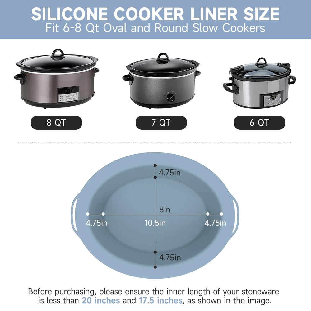 SOPHICO ChefAid liner fits 6-8 quart slow cookers oval or round