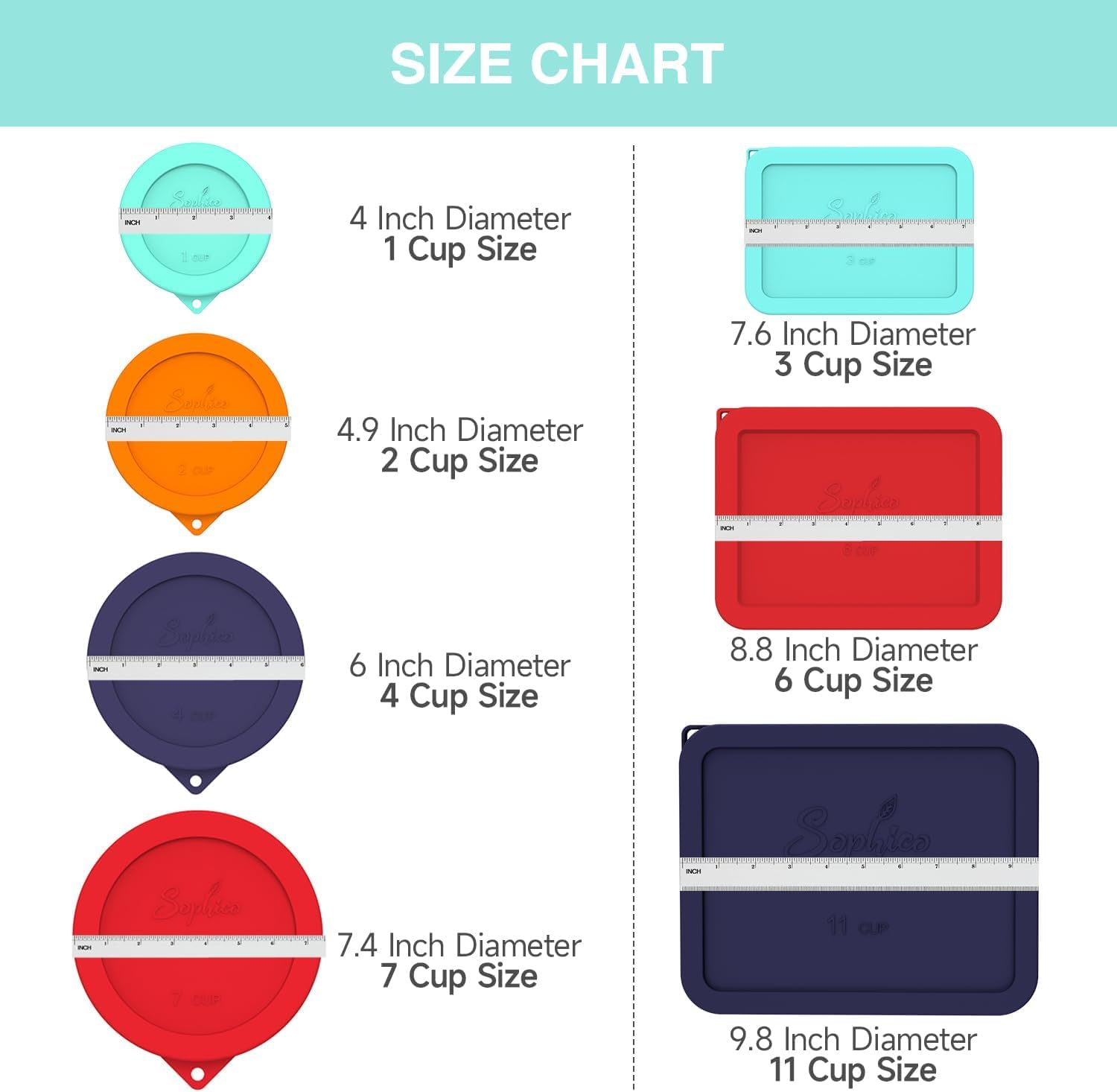 Sophico lid compatibility with Anchor Hocking and Pyrex bowls.
