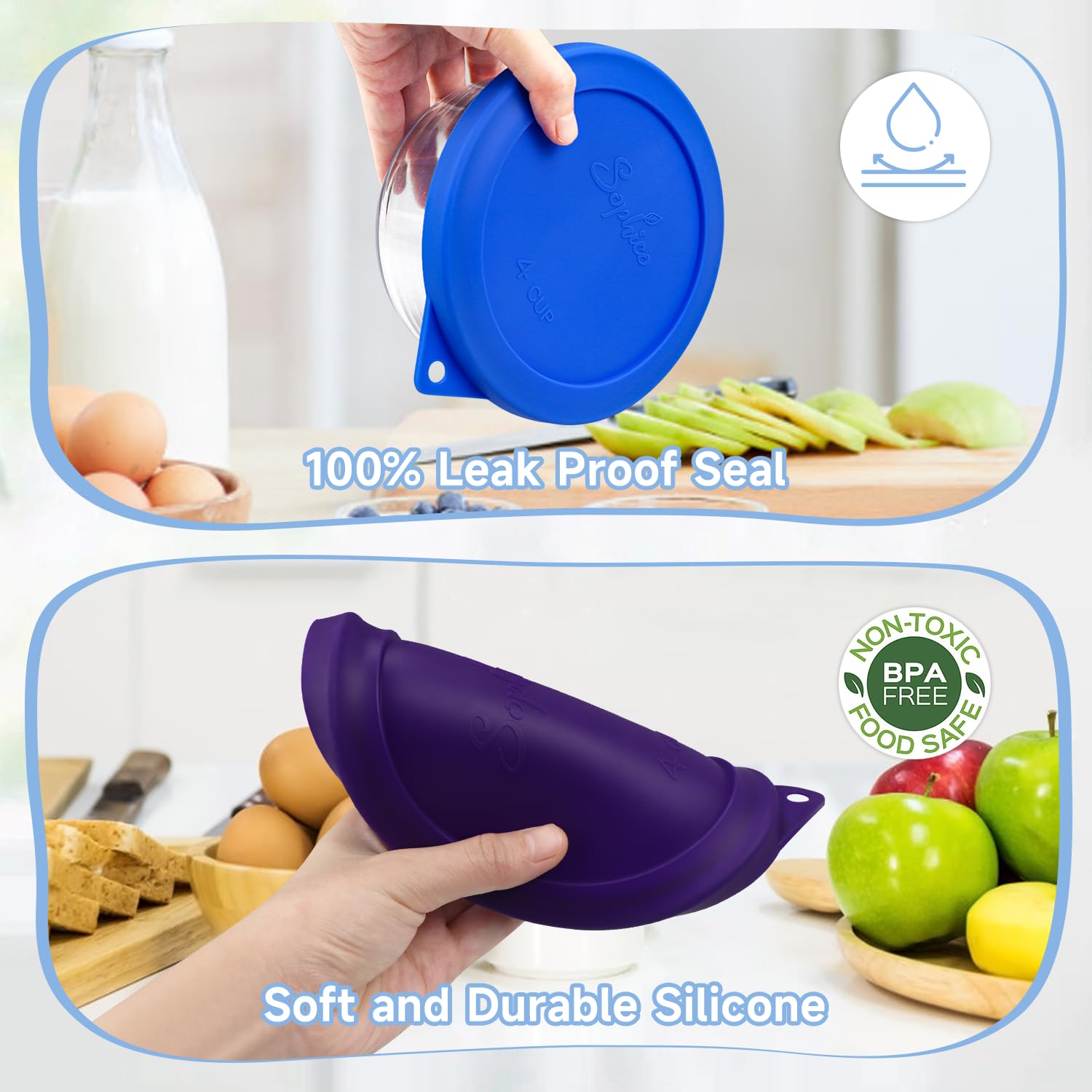 SOPHICO dishwasher-safe lid for quick cleanup after meals.