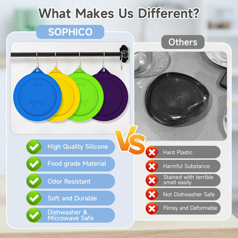 SOPHICO food-grade silicone lid odorless and BPA-free for safe storage.