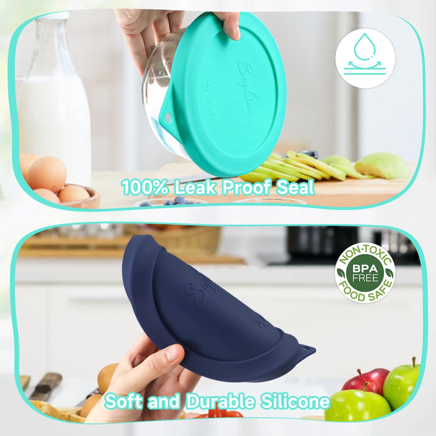 SOPHICO lid shown for freezer-safe storage to protect contents.
