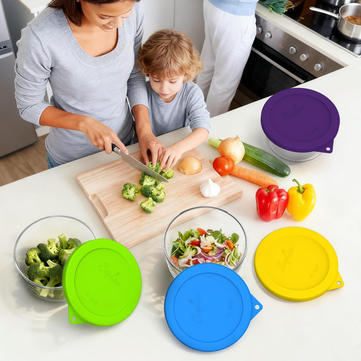 SOPHICO hanging hole lid design keeps lids dry and organized.