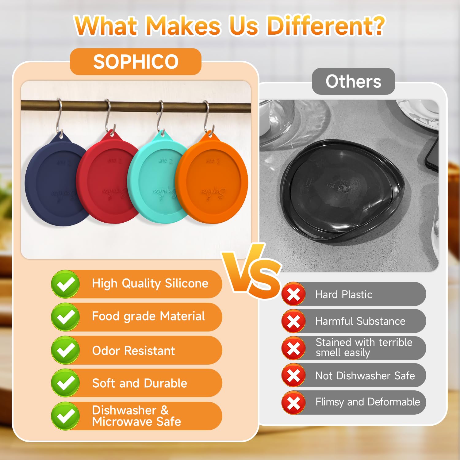 SOPHICO leak-proof airtight lid prevents spills and odors.
