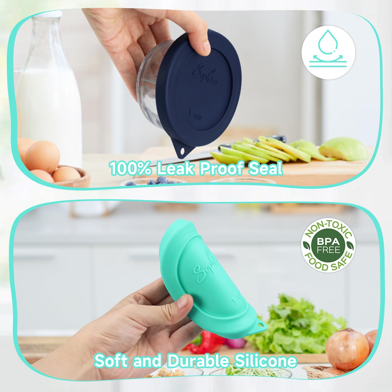 Sophico lid with hanging hole for easy drying and storage.