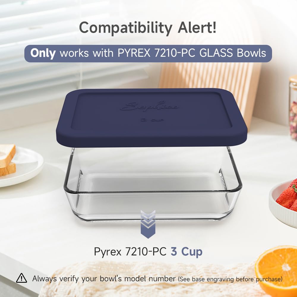 SOPHICO navy blue lid fits Pyrex 7210-PC to prevent leaks during storage