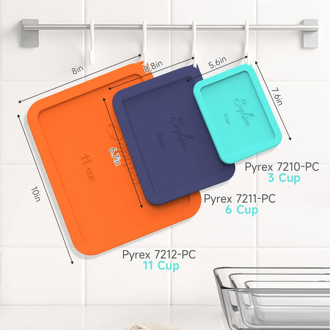 SOPHICO 6 cup rectangle silicone lid provides secure fit for tidy fridge storage
