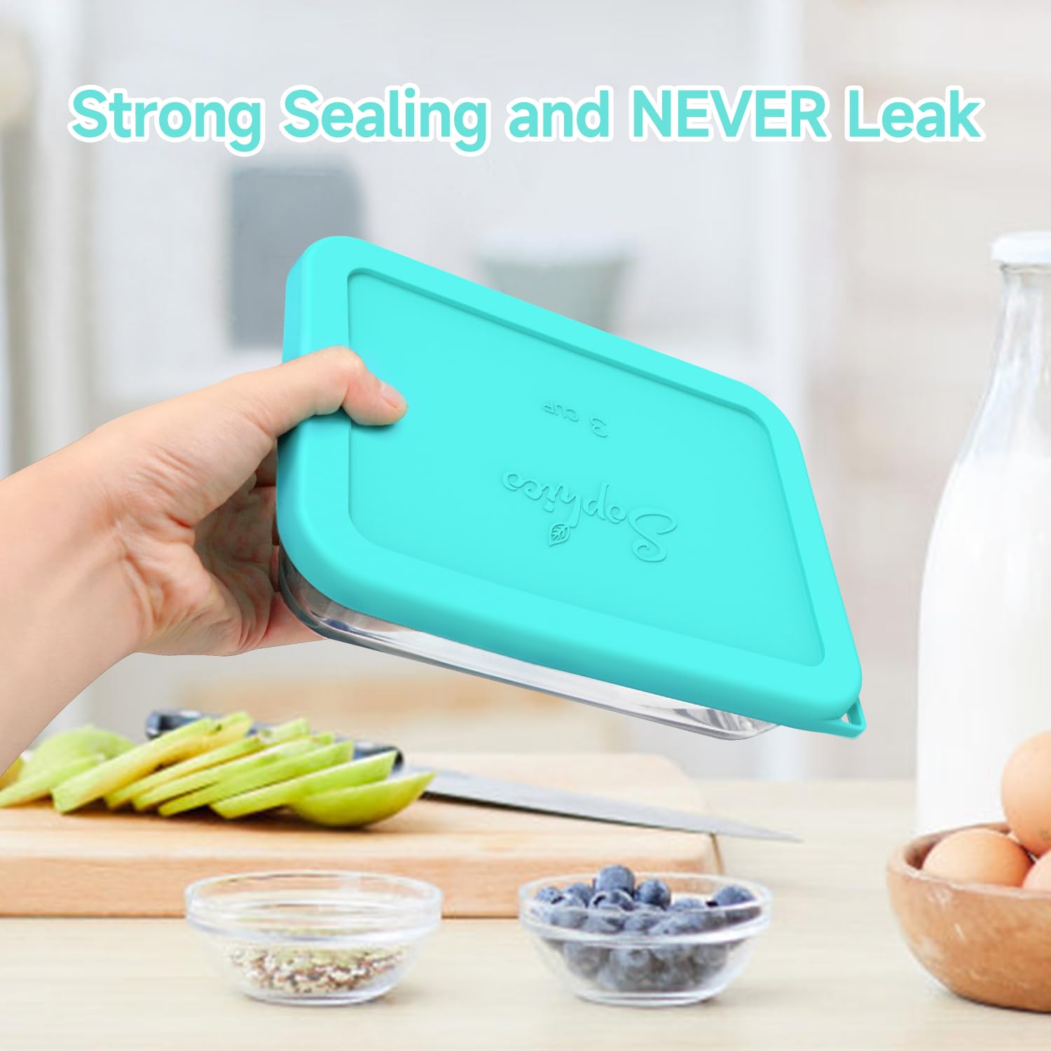 SOPHICO dishwasher safe silicone lid endures heat and cold for easy cleanup