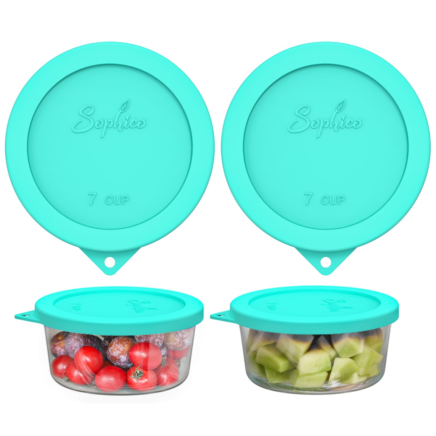 SOPHICO mint round silicone storage cover seals 6-7 cup bowls for freshness