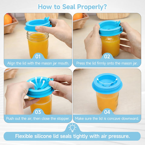 SOPHICO silicone lids convert jars into drinkware with a straw hole.