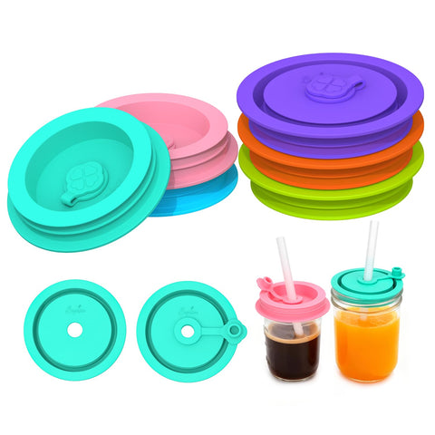 SOPHICO silicone lids with dual-sided design fit mason jars for versatile storage.
