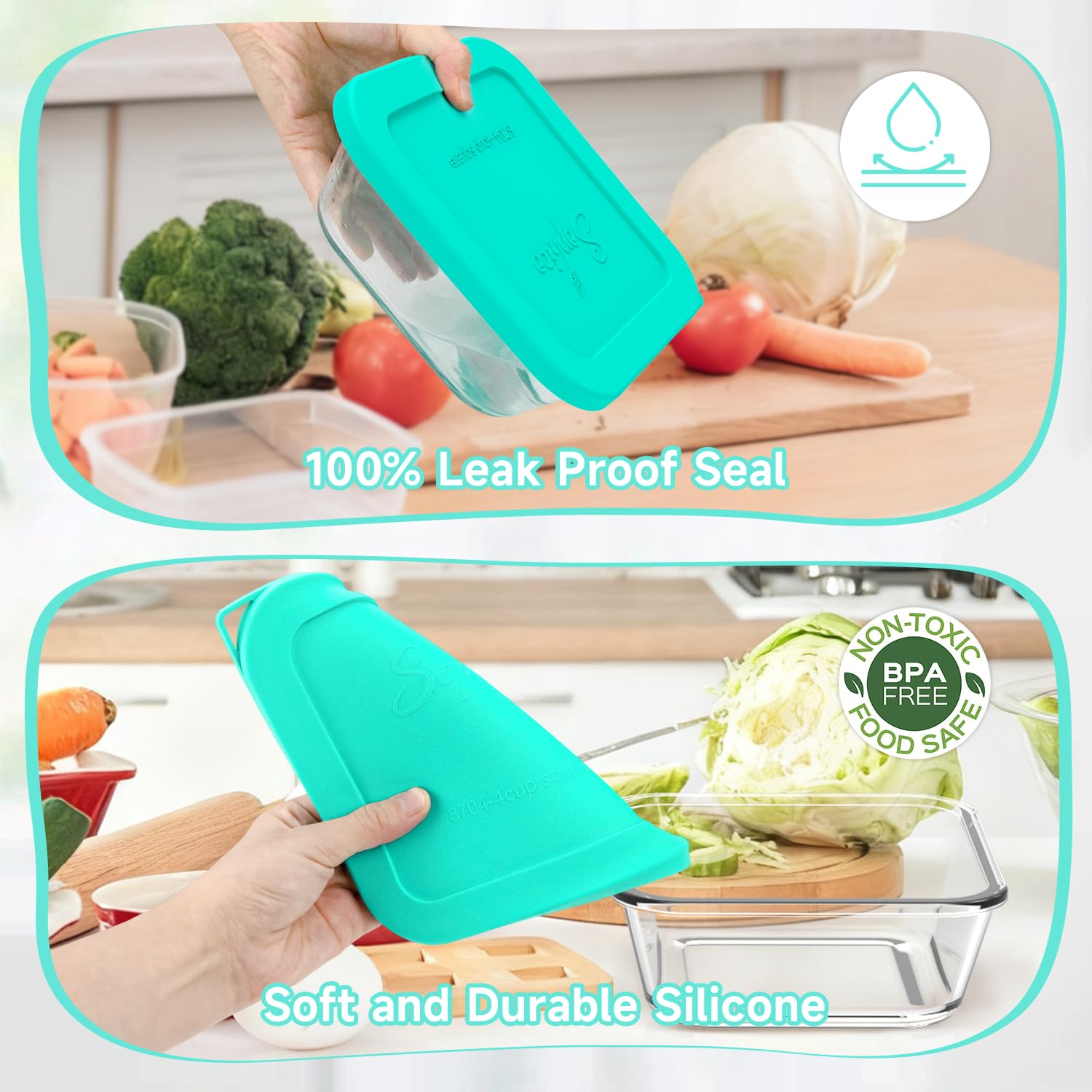 SOPHICO silicone lids freezer safe for long-term meal prep and freezing.