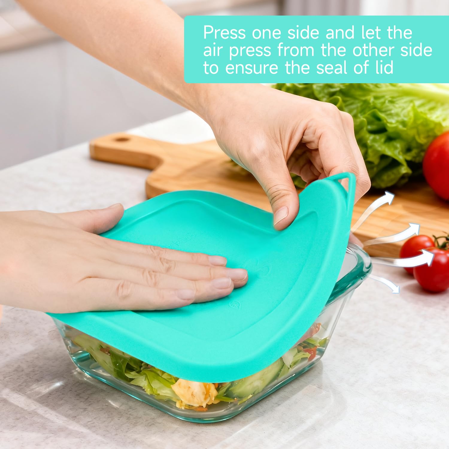 SOPHICO reusable lids help minimize waste and keep flavors contained in the fridge.