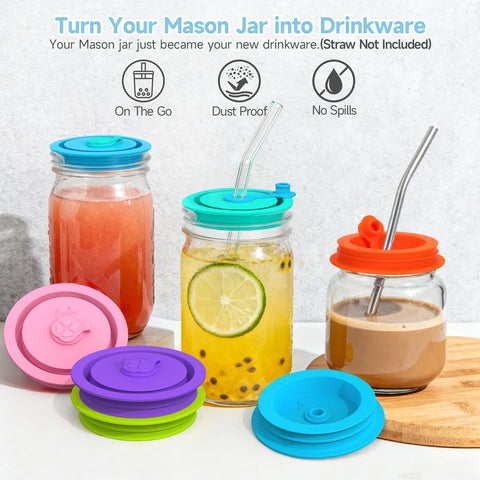 SOPHICO silicone lids with straw hole and plug enable spill-free on-the-go drinks.