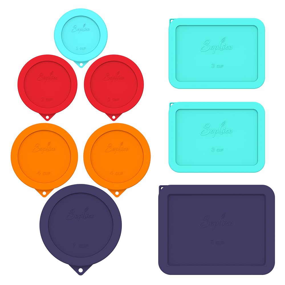 Sophico silicone lid for 1 cup with airtight seal on glass bowls for freshness