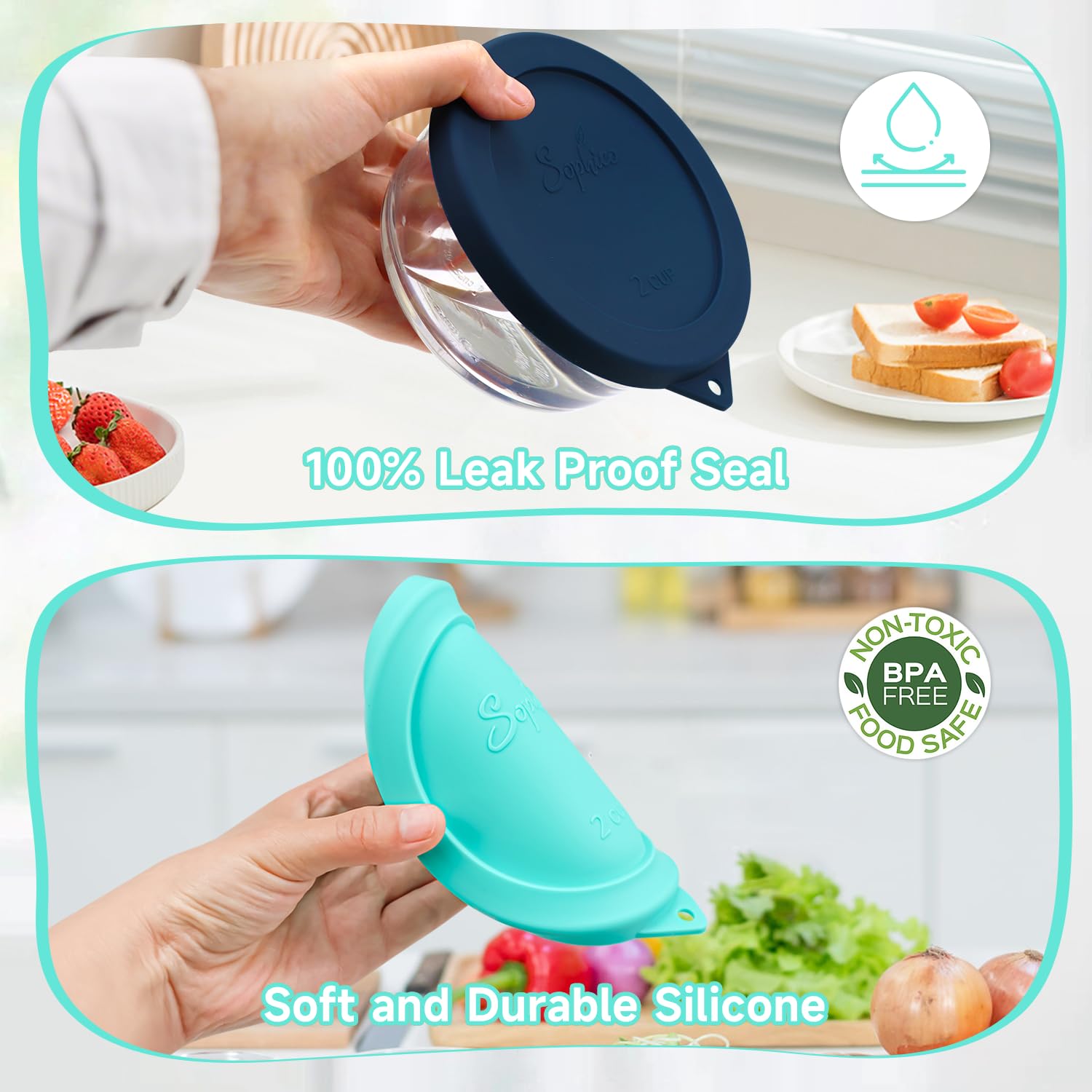SOPHICO temperature-range silicone lid withstands hot and cold conditions