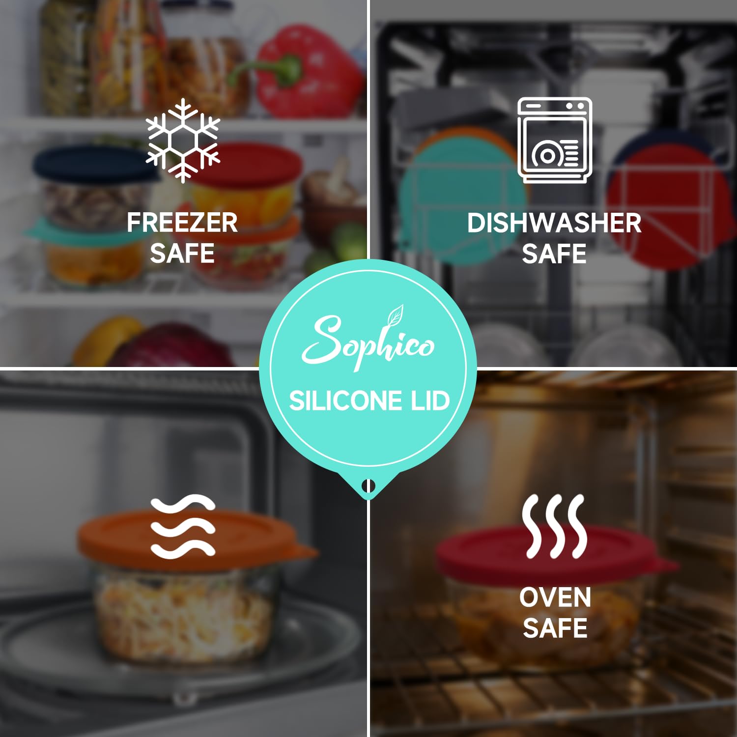 SOPHICO lid endures wide temperature range for versatile use.