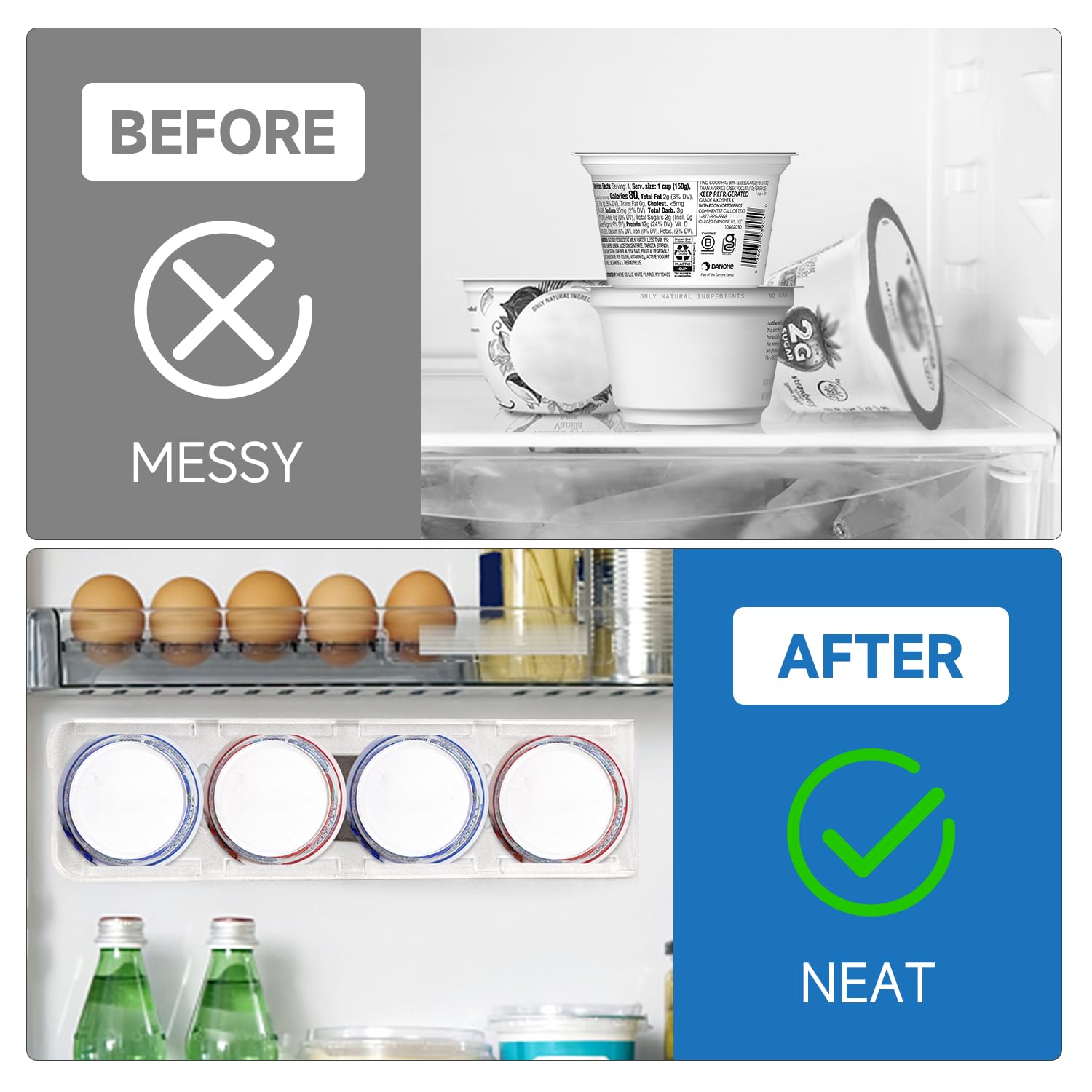 SOPHICO yogurt organizer used in fridge, on a wall, or inside a drawer