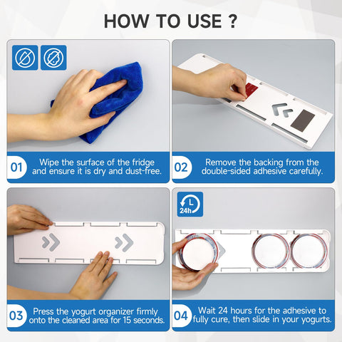 SOPHICO organizer holding four 3.75 inch yogurt cups for easy access