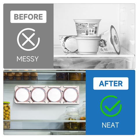 SOPHICO yogurt organizer installed in pantry cupboard for spill-free storage