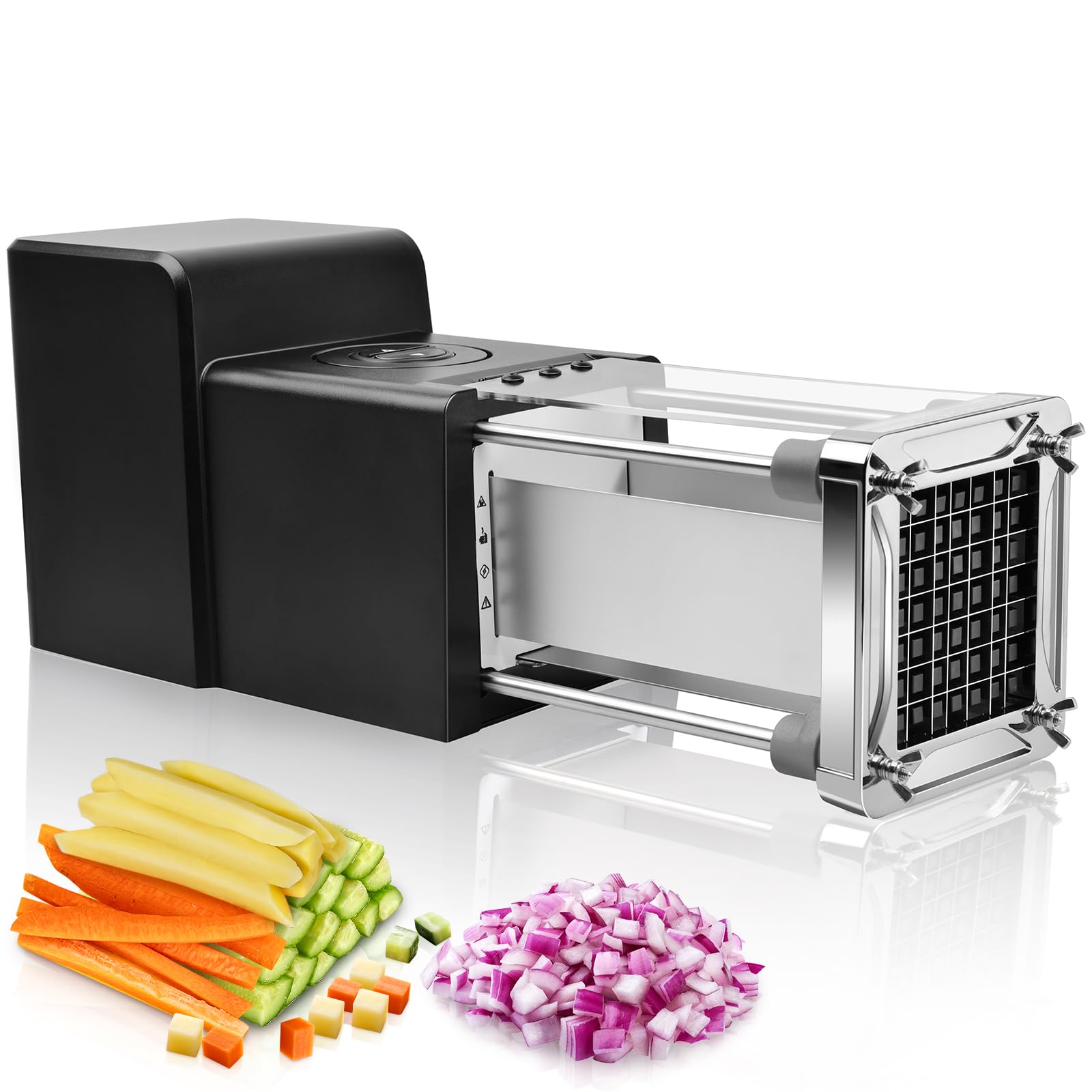 Sopito electric French fry cutter front view, compact and professional for home kitchens.