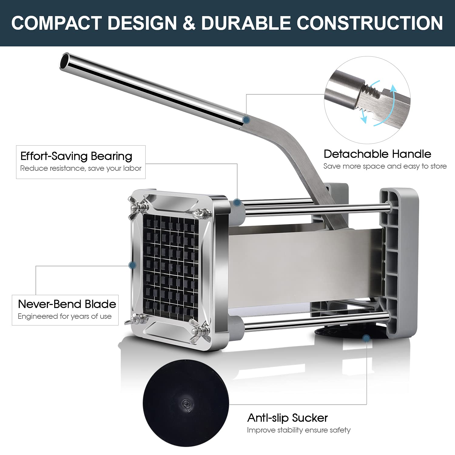 Sopito ergonomic handle design enables comfortable, single-lever operation for effortless fries.