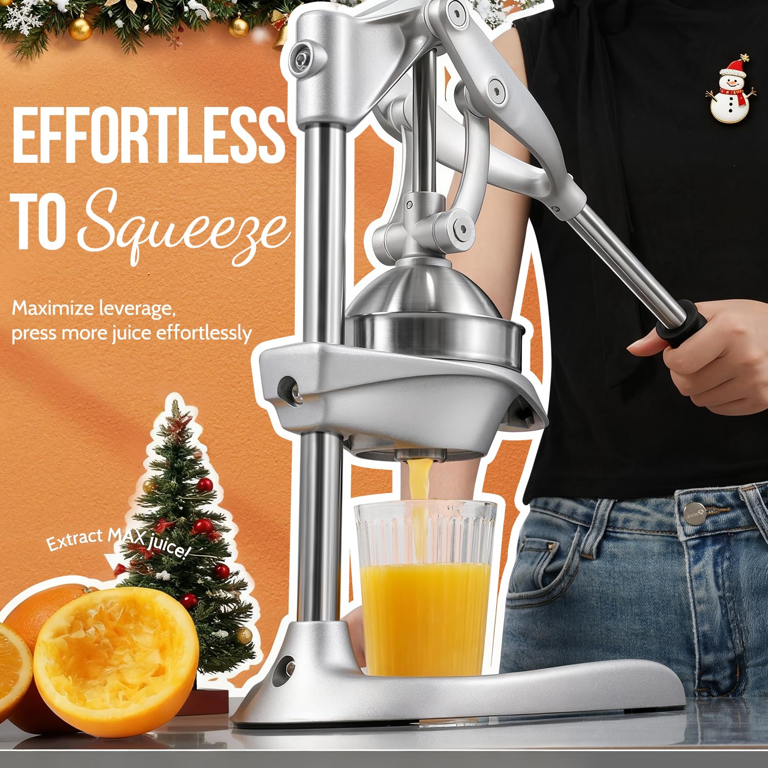 Sopito extended-handle lever for maximum juice with less effort