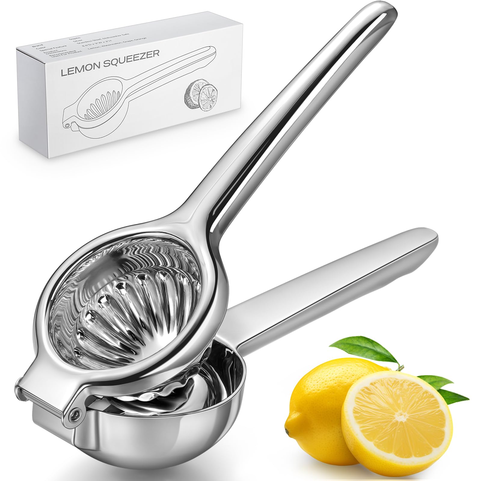 Sopito Lemon Juicer in stainless-steel bowl for seedless, easy extraction