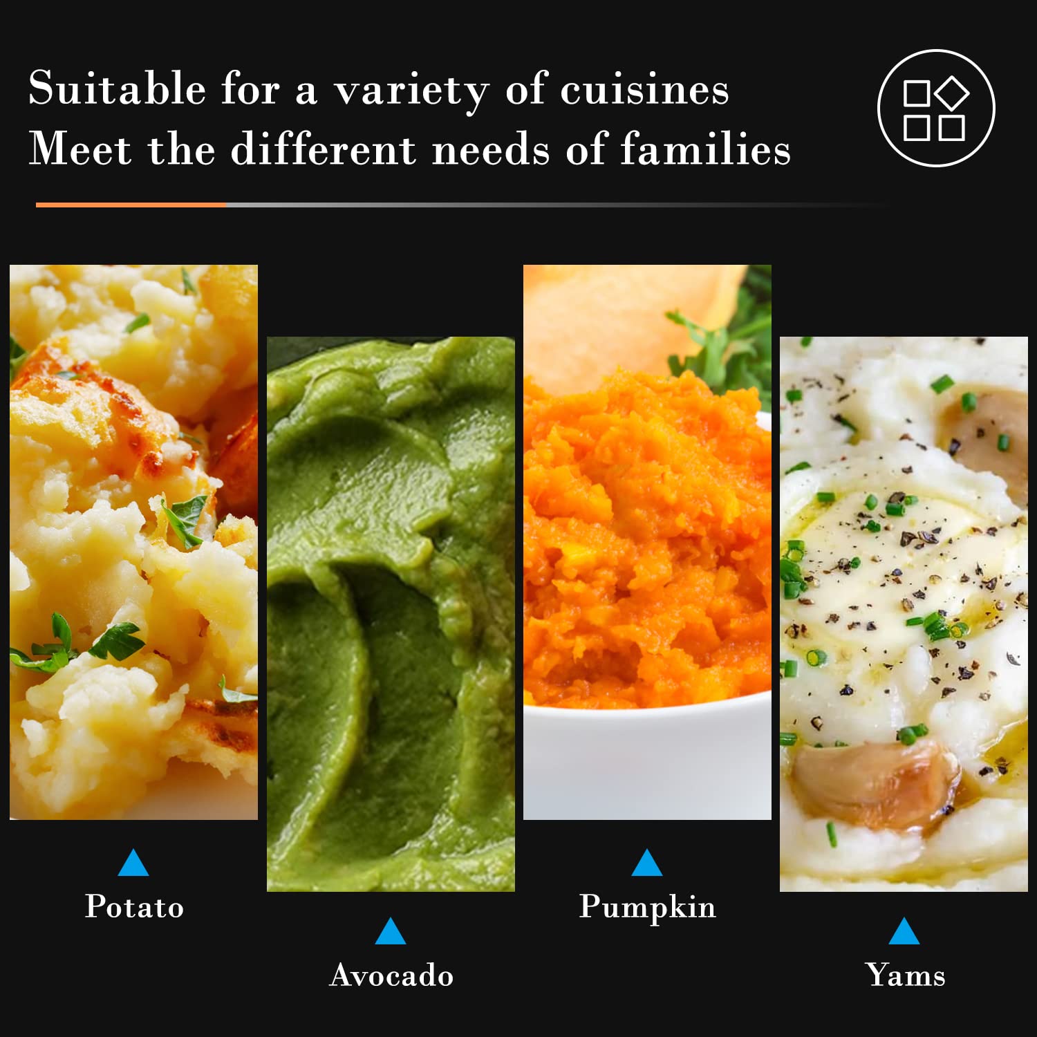 Sopito multiuse masher great for fruits, vegetables, and baby food.