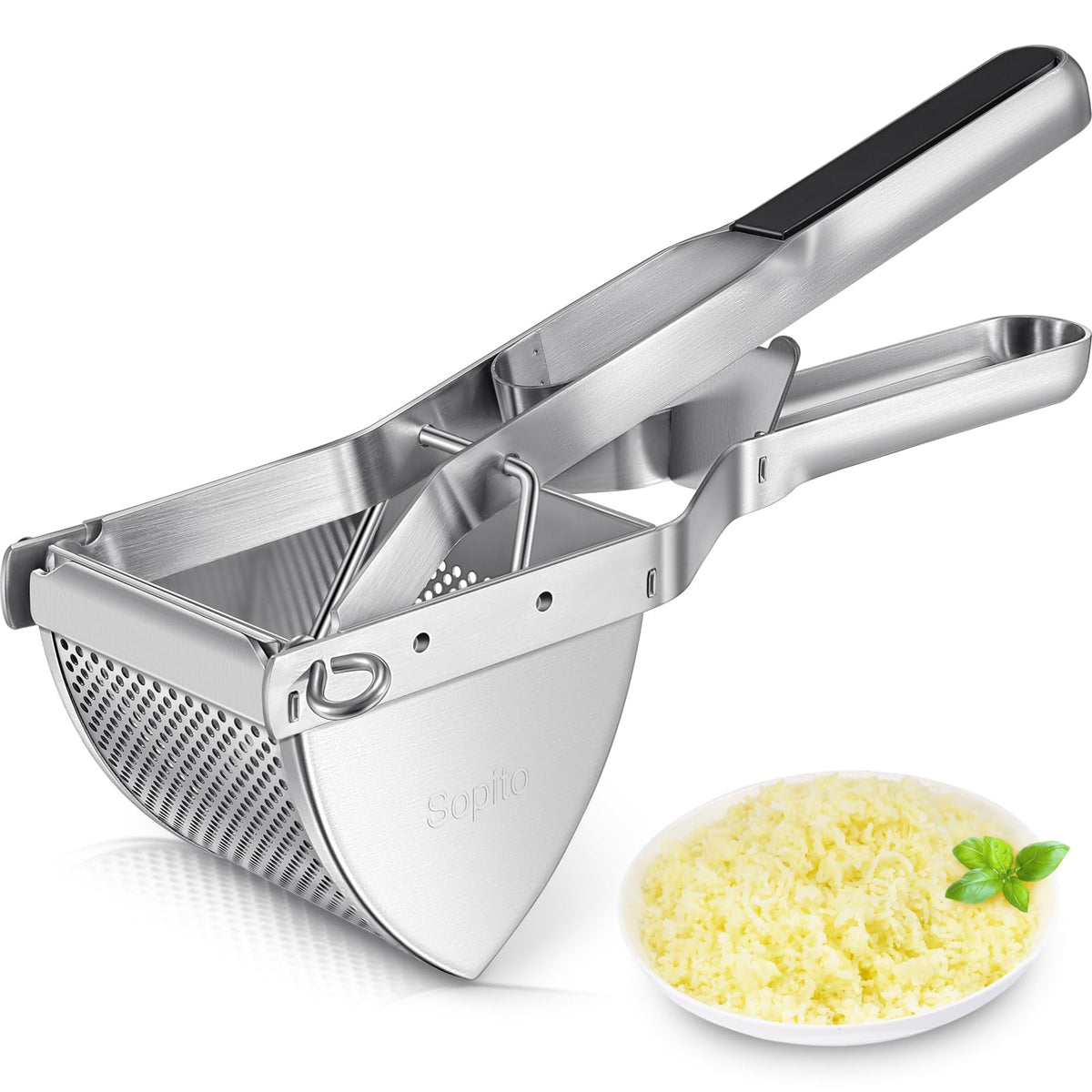 Sopito potato ricer in durable stainless steel for long lasting kitchen performance.