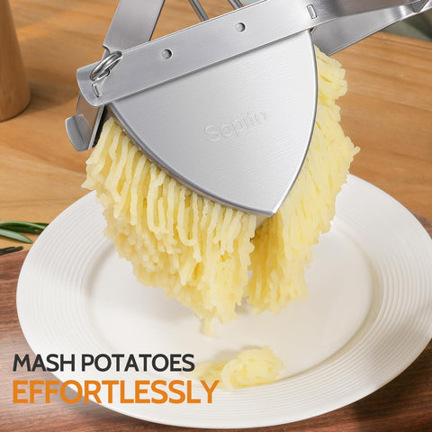 Sopito potato ricer orange-handle enables comfortable pressing with less hand fatigue.