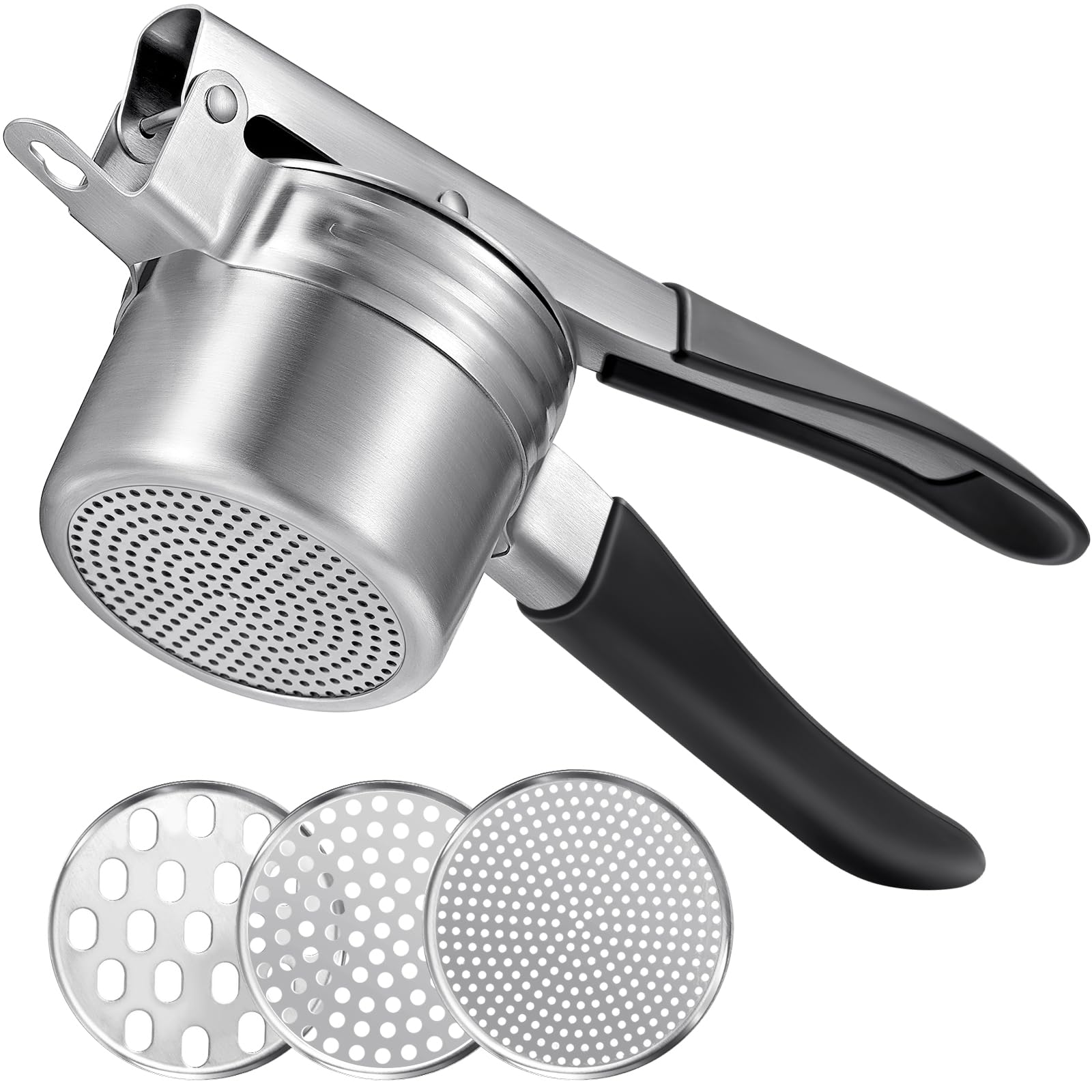 Sopito potato ricer with three interchangeable discs for silky mashed potatoes.